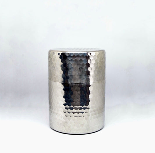 HAMMERED STAINLESS STEEL TEA CANISTER