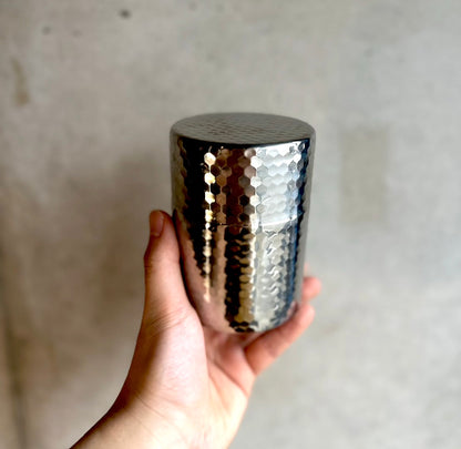 HAMMERED STAINLESS STEEL TEA CANISTER